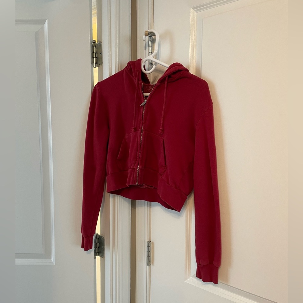 Brandy Melville cropped zip up hoodie